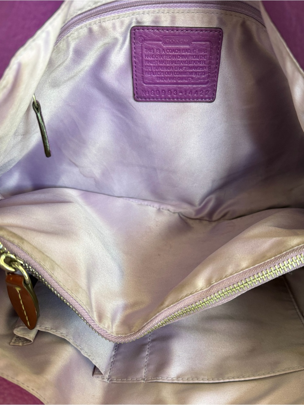 Coach Penelope Signature Shopper 14422 Khaki Berry Shoulder Tote - Picture 9 of 16